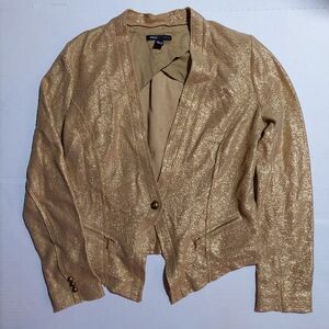 MNG Casual Gold coated Jersey Jacket  button Zip pocket S Mango